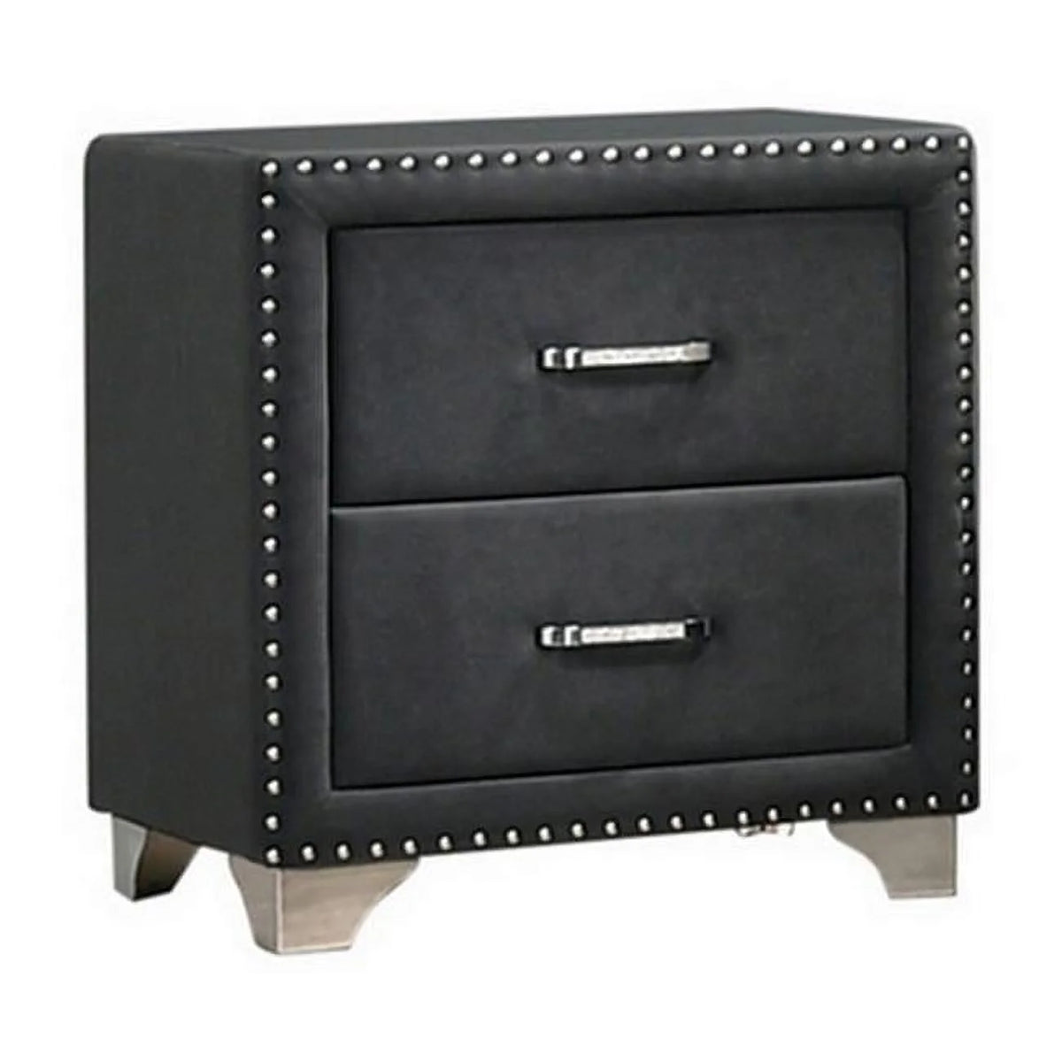 Gray Velvet Upholstered Wood Nightstand P39174