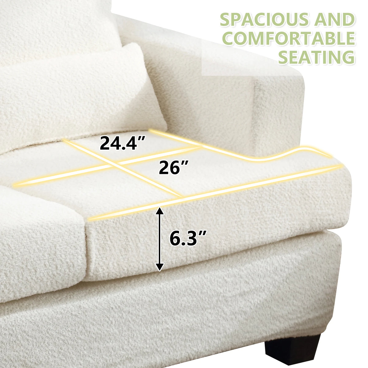 89" Boucle Upholstered 3 Seater Sofa U727583