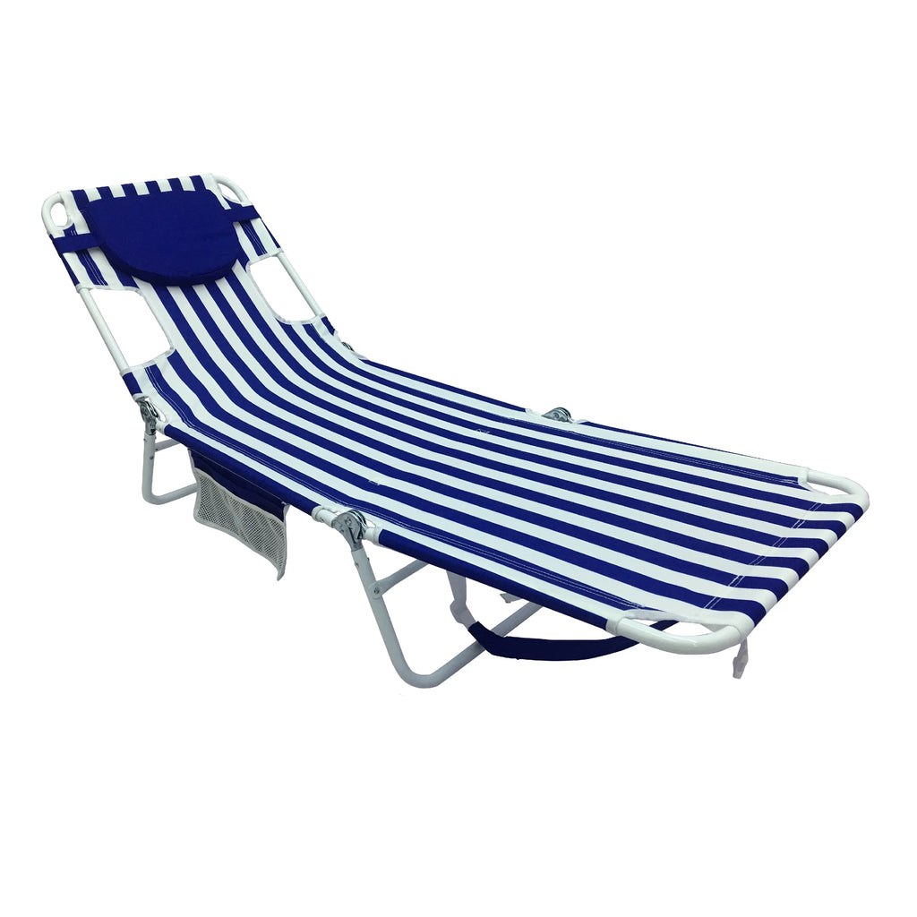 Blue & White Stripe Folding Beach Lounger 2-Pack Y71003