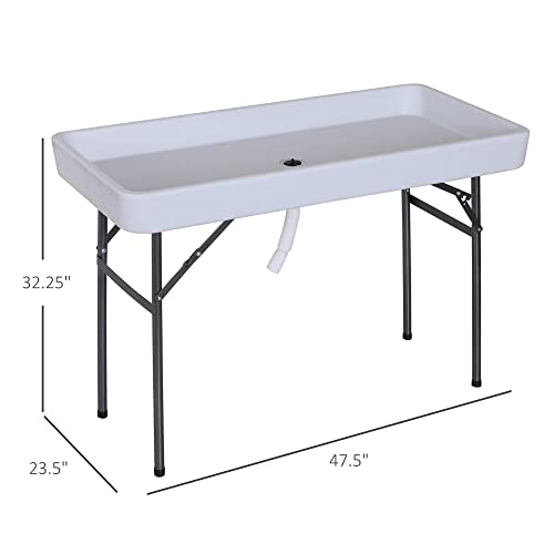 Portable Folding Fish Fillet Cleaning Table with Sink B640357