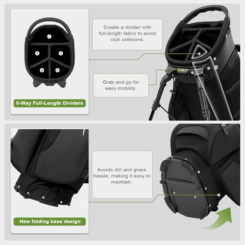 Lightweight Golf Stand Bag with 5 Way Full-Length Dividers and 8 Pockets J559781