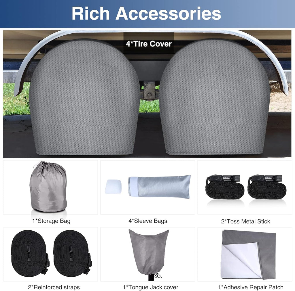 Waterproof 500D Travel Trailer Cover with 4 Tire Covers I752