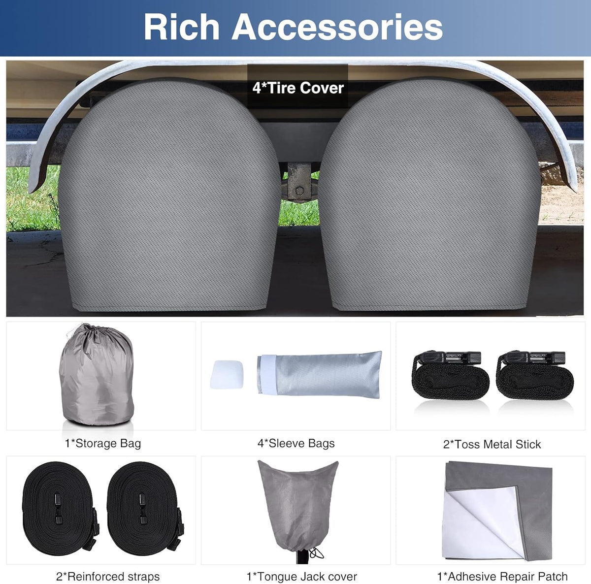 Waterproof 500D Travel Trailer Cover with 4 Tire Covers I752