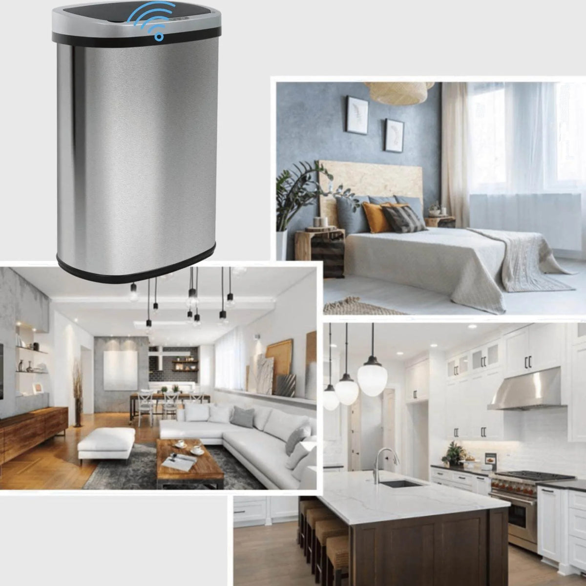 13 Gallon Automatic Stainless Steel Trash Can with Lid U689