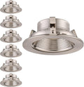 4 Inch Recessed Light Trim with Satin Nickel Step Baffle, Pack of 6 I656189