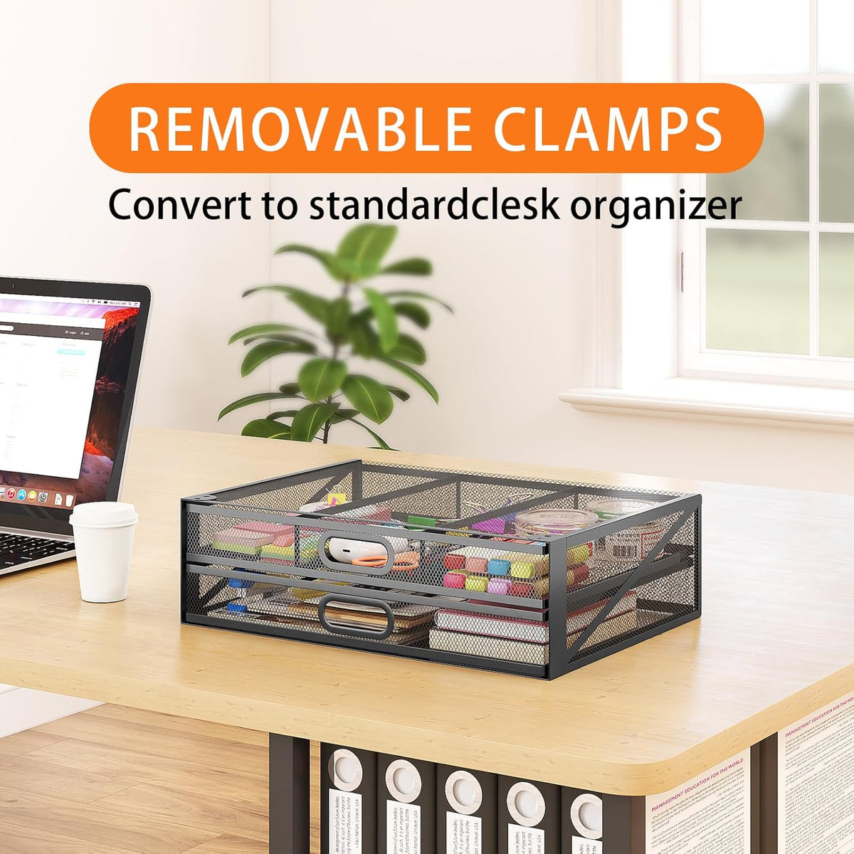 Under Desk 2 Drawer Metal Drawer Organizer Large 15.6x12x4.7 Inches R85238
