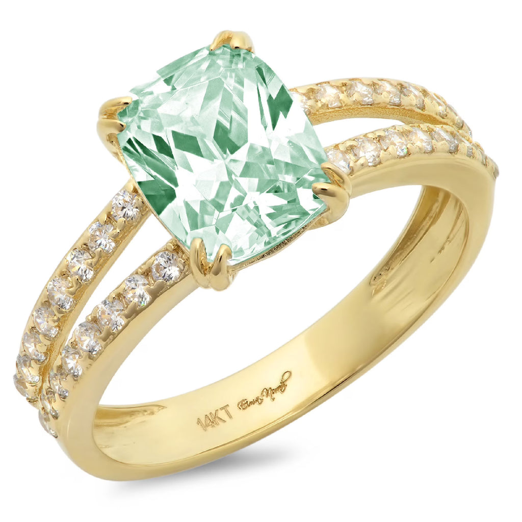 Cushion Cut Blue Moissanite 18k Yellow Gold Ring Size 3.75 O49380