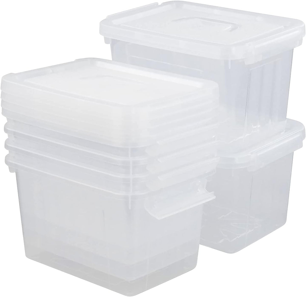6 L Clear Plastic Storage Box with Latch, 6 Packs D3809