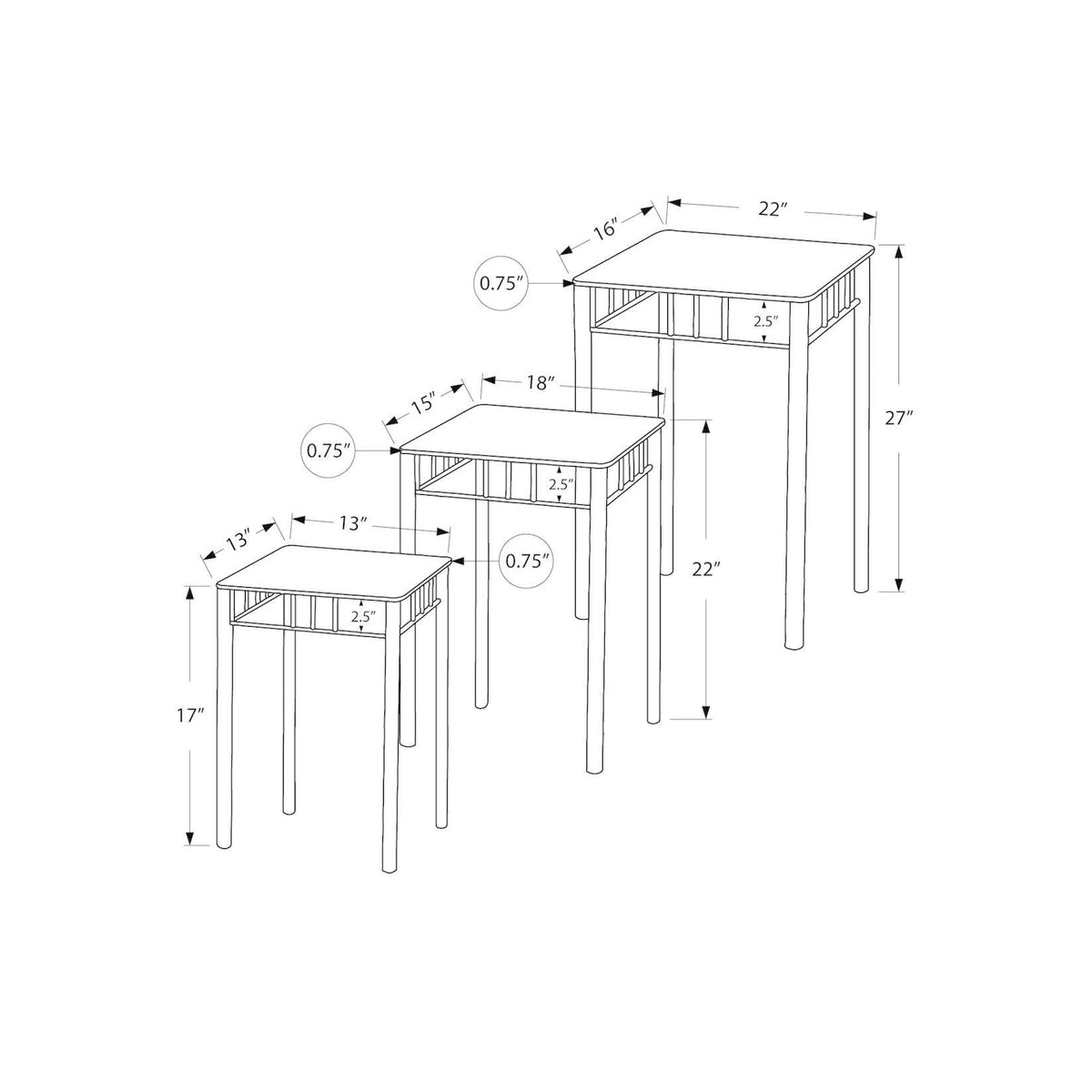 3 Piece Nesting Table Set G3718