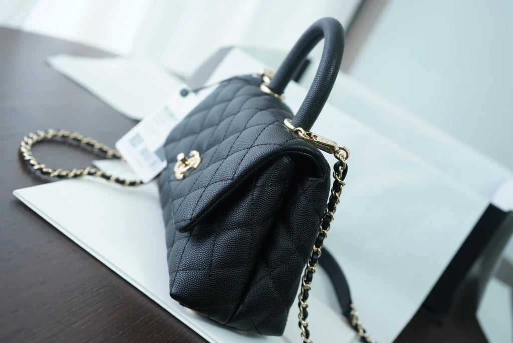 Black Top Handle Flap Bag A6680