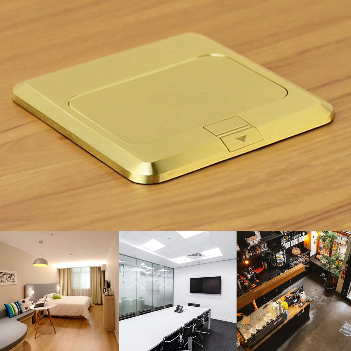 Gold Pack of 2 Pop Up Floor Outlet Covers Box with 20A Duplex Receptacle G1633