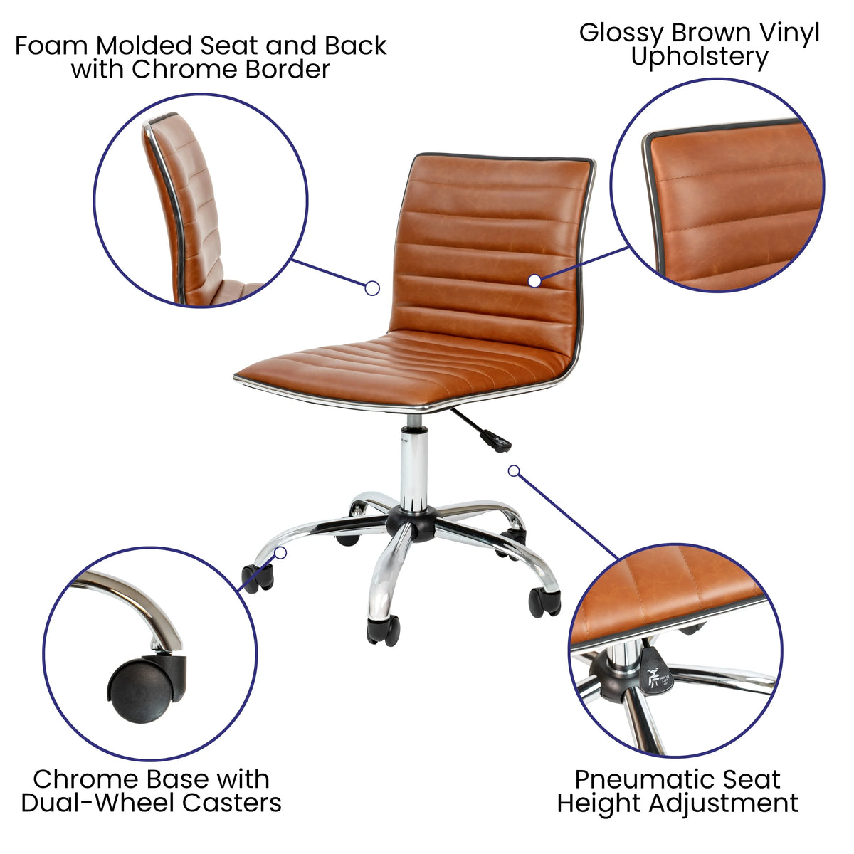 Brown Vinyl Swivel Task Office Chair O427