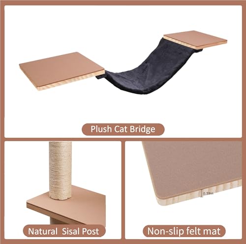 Wall Mounted Solid Wood Cat Climber Set with Scratching Post L42631
