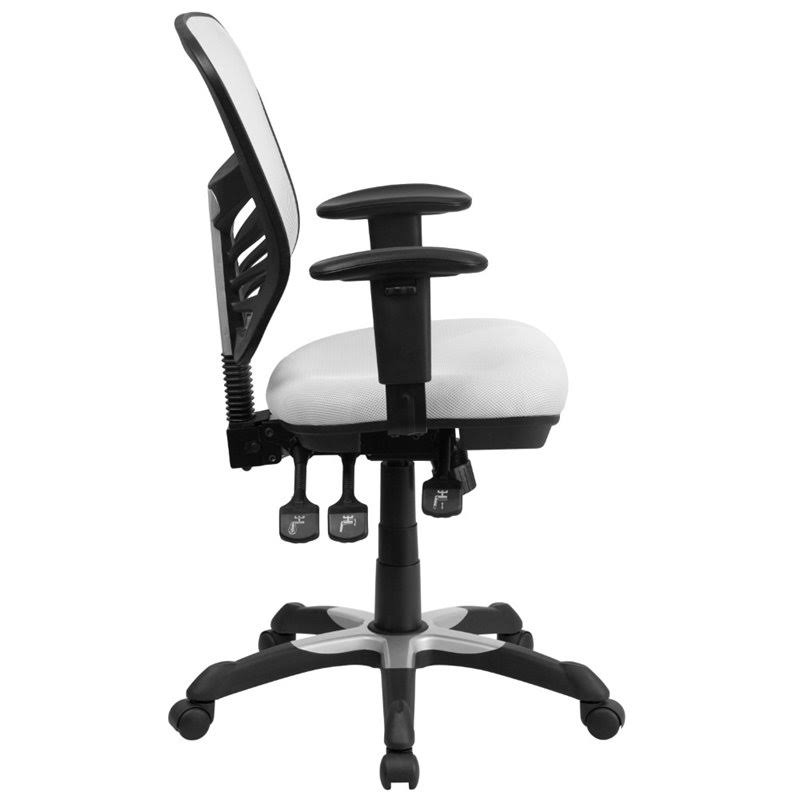 White Mid Back Mesh Swivel Office Chair Z6996