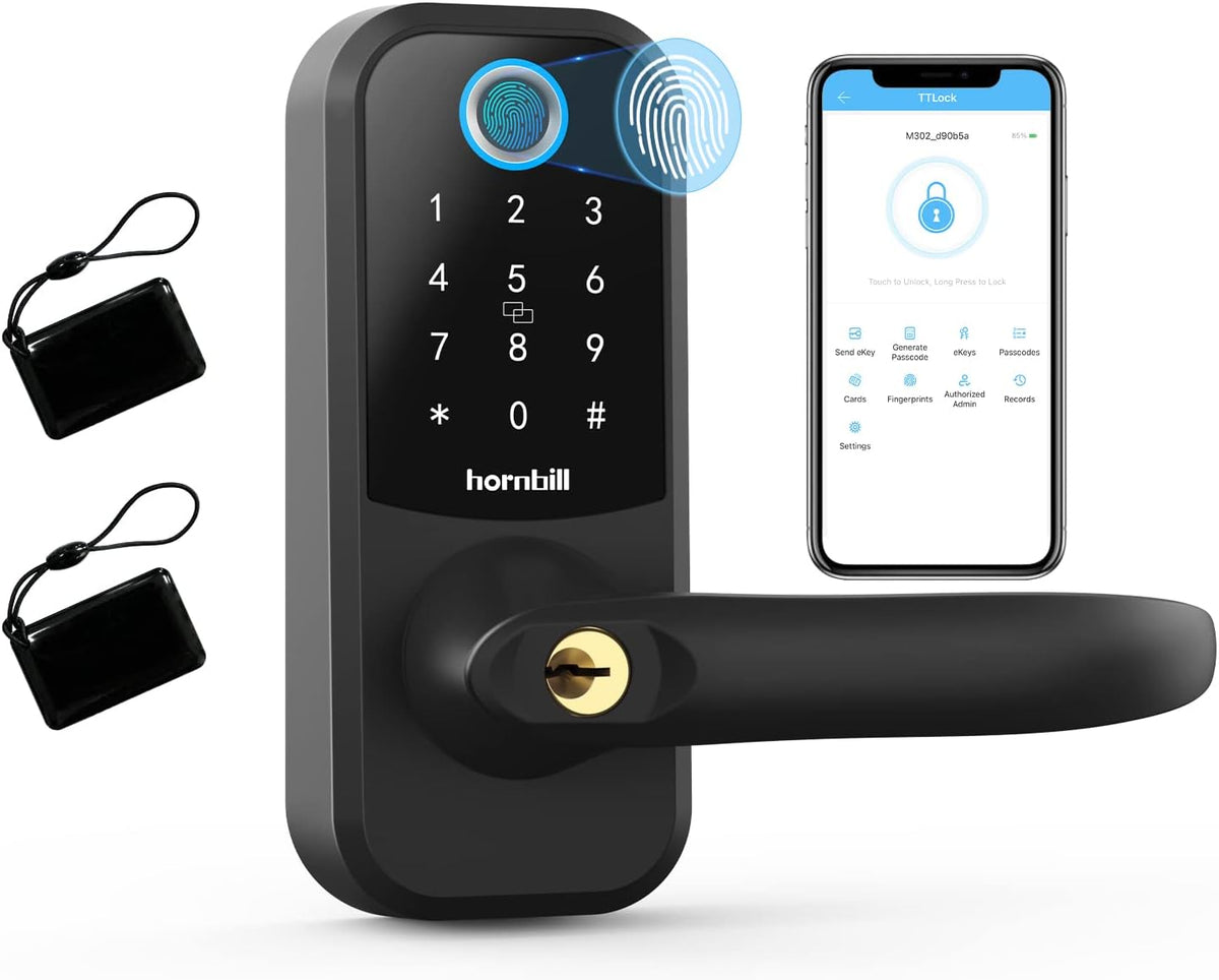 Fingerprint Door Lock, Keyless Entry 5-in-1 Door Lock, Bluetooth Keypad Lock with Reversible Handle N781