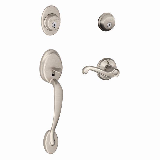 Satin Nickel Double Cylinder Handleset with Trim N60110