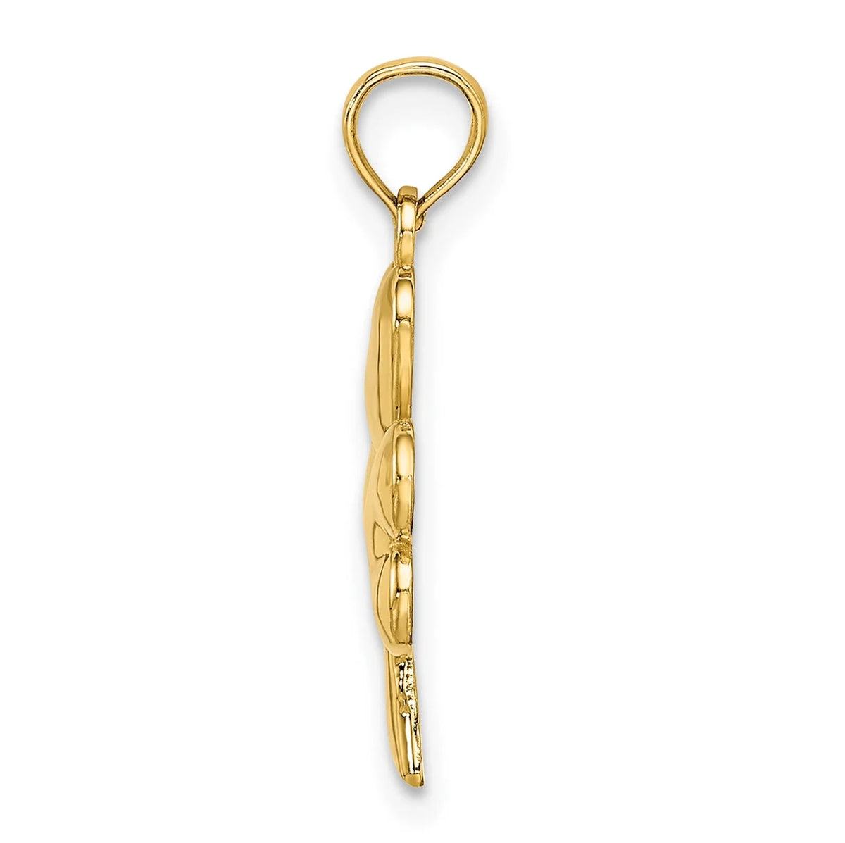 10K Yellow Gold 3-Leaf Clover Pendant Charm with 14K Yellow Gold Rope Chain Necklace 18'' A6041