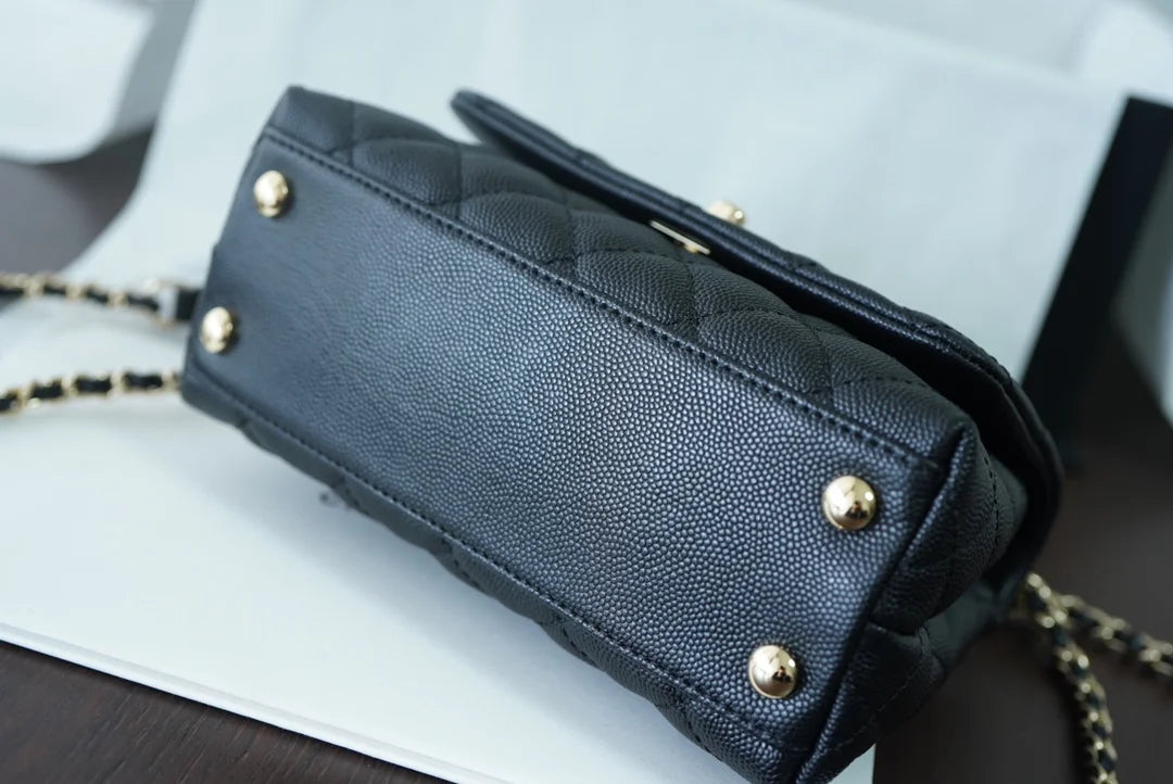 Black Top Handle Flap Bag A6680