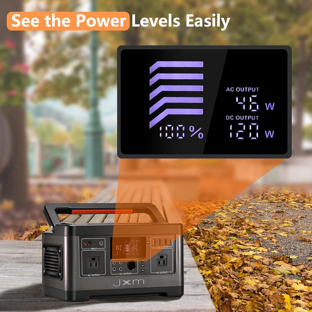 Portable Power Station 519Wh 500W Pure Sine Wave AC Outlet 12V DC P107328