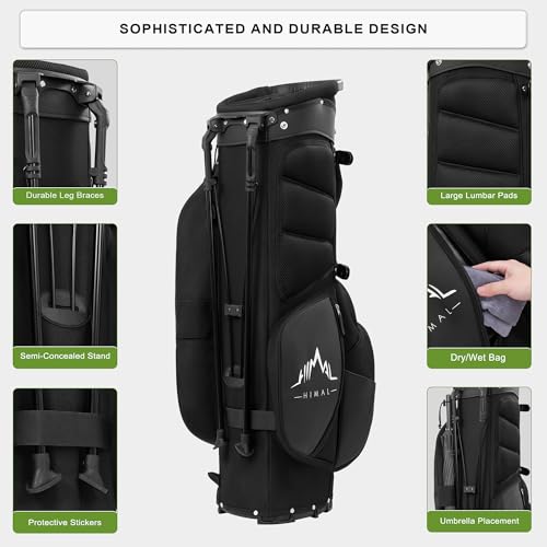 Lightweight Golf Stand Bag with 5 Way Full-Length Dividers and 8 Pockets J559781