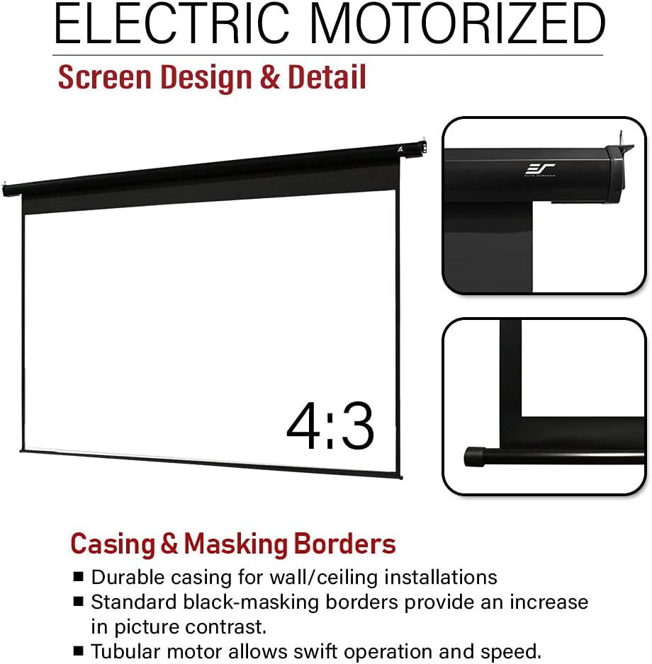 104 inch Motorized Drop Down Projector Screen 4:3 Black E784706