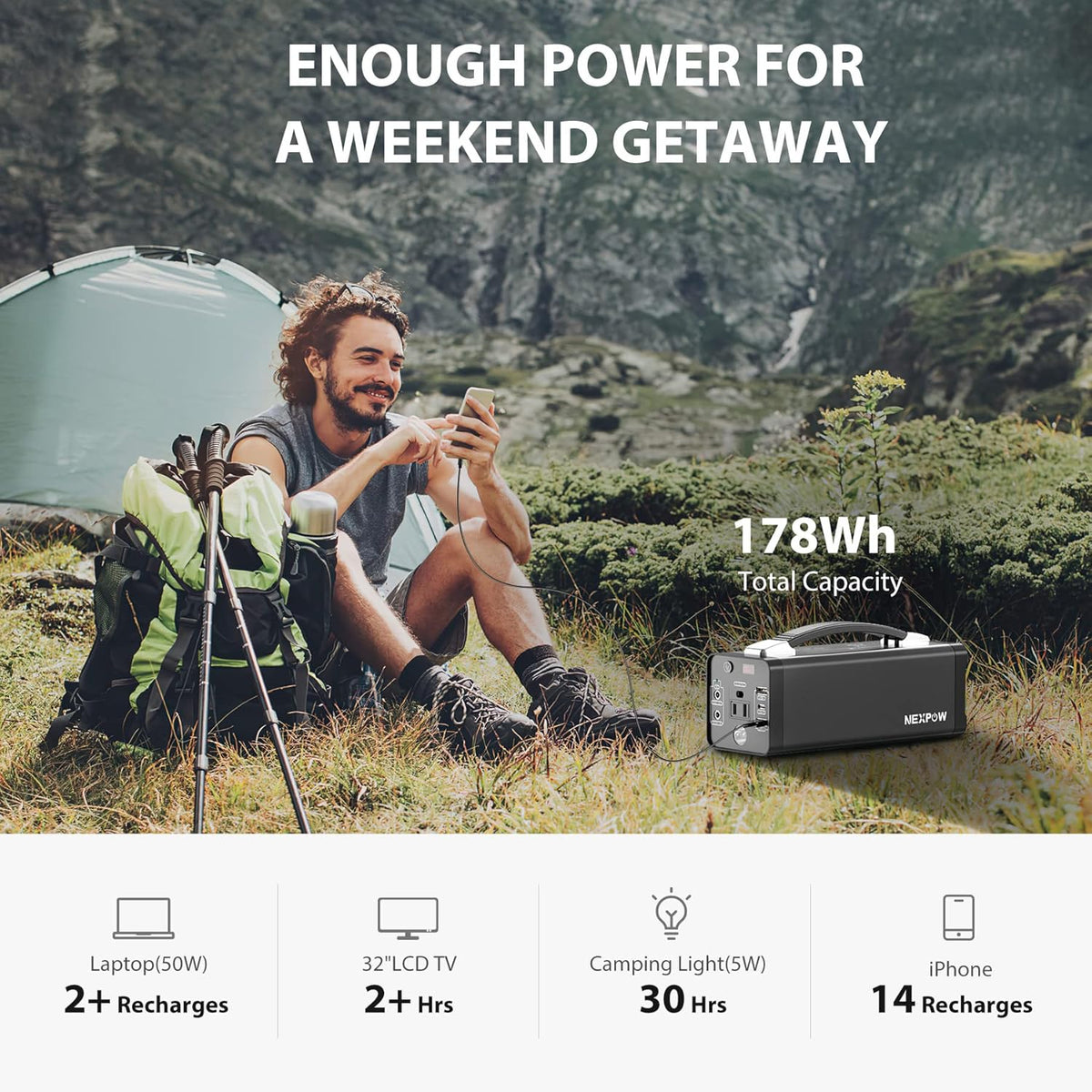 178Wh Portable Power Station with AC Outlet T715946