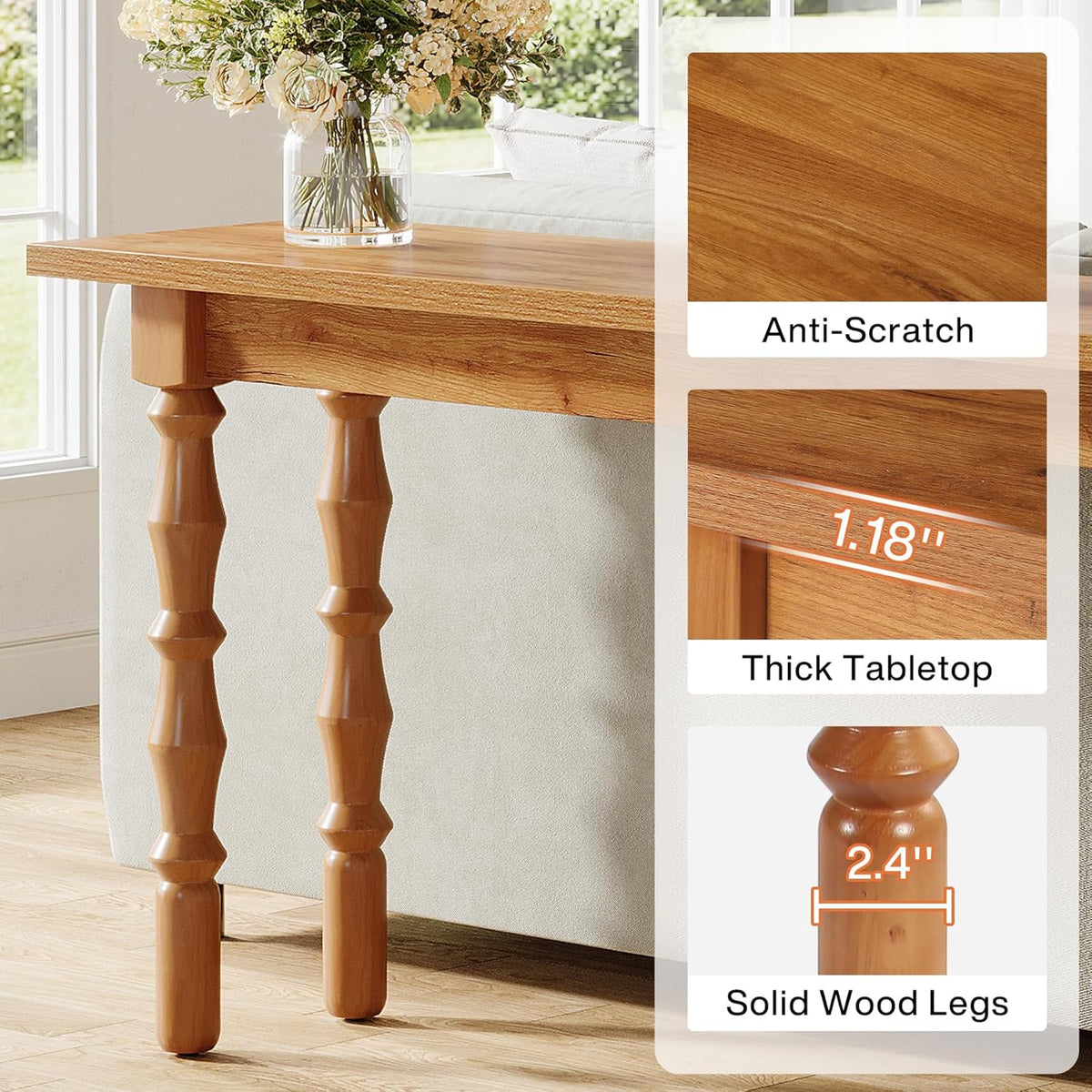 70.9-Inch Extra Long Console Table with Solid Wood Legs S17988
