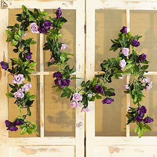 2pcs Artificial Flowers Garland Eucalyptus Peonies Faux Flower Vines (Vintage Pink) E941101