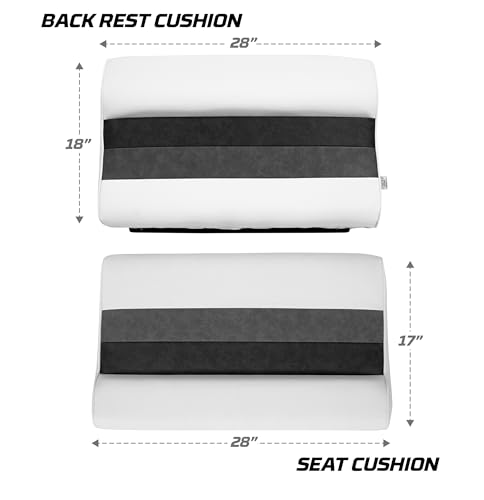 28" Pontoon Bench Seat Cushion Set, Grey/Navy/Blue A872