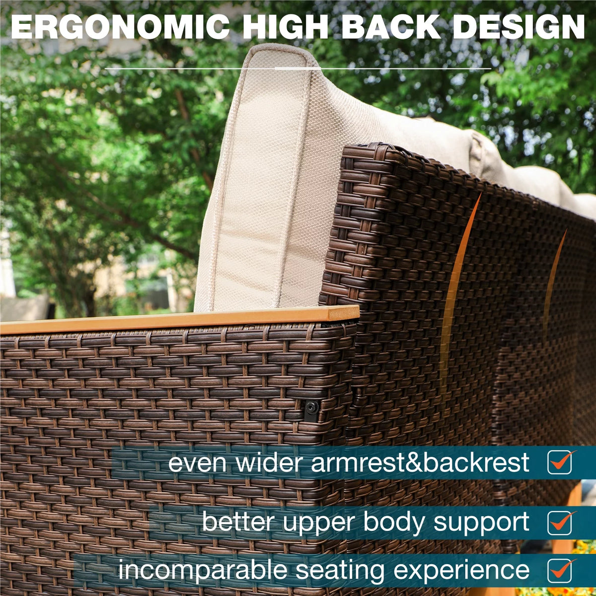 7 Piece Beige Wicker Patio Conversation Set U80574