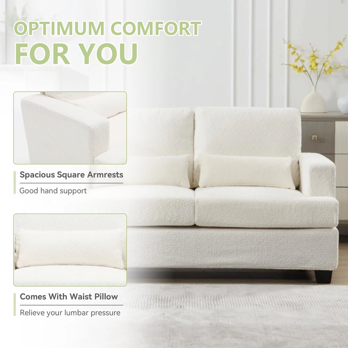 89" Boucle Upholstered 3 Seater Sofa U727583