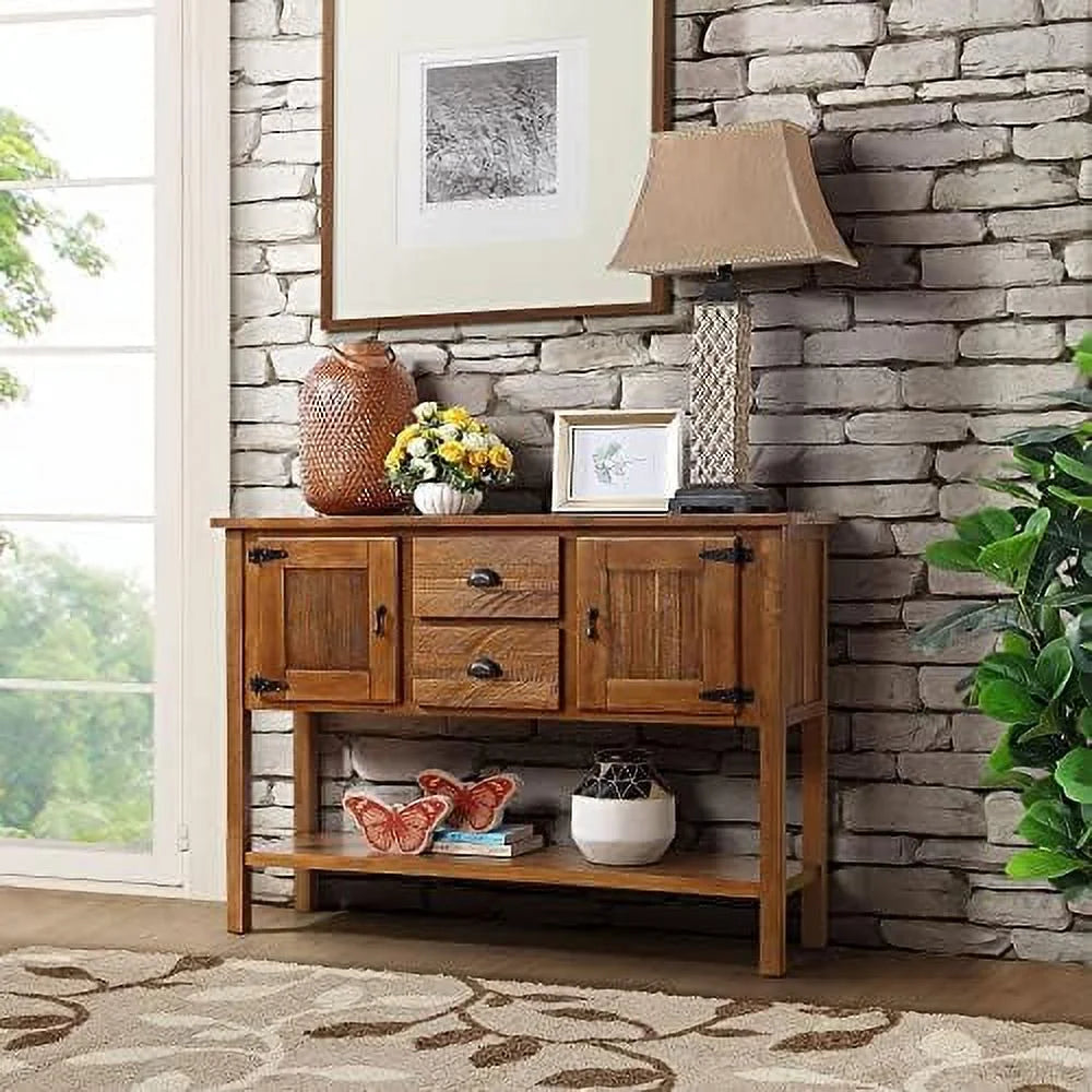 48 Inch Console Table with 2 Drawers and Cabinets Solid Wood Sideboard H508136