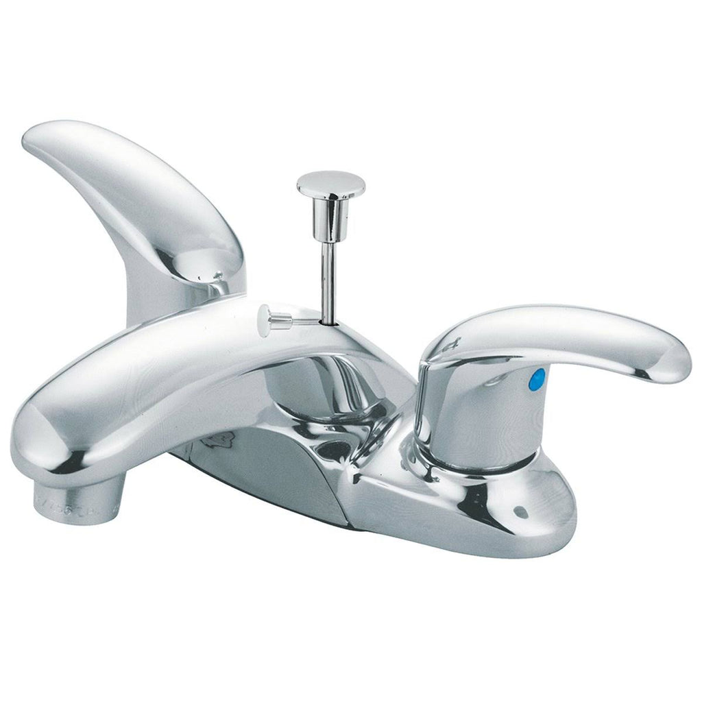 Satin Nickel Chrome Two-Handle Centerset Lavatory Faucet with Pop-Up I56754