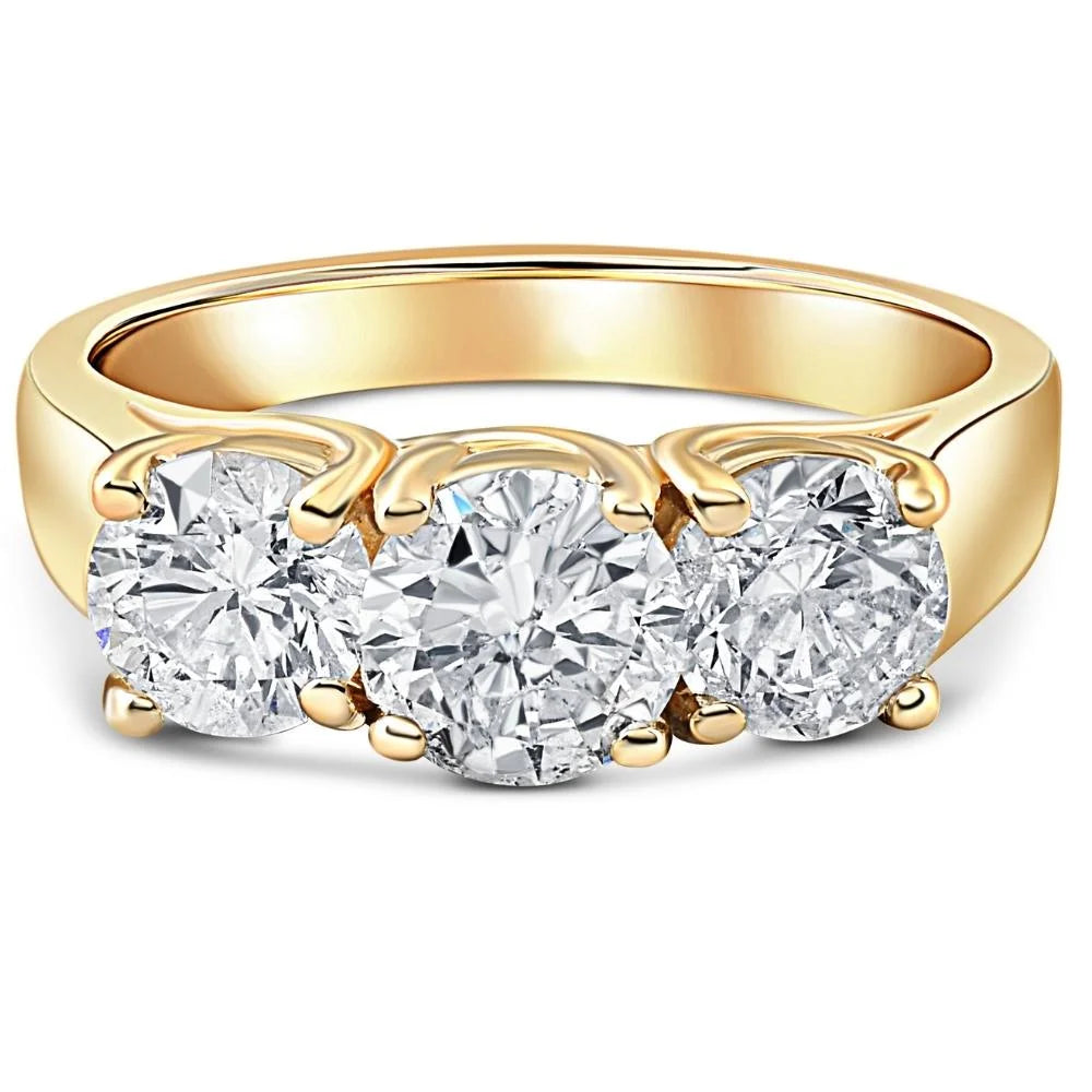 3ct Diamond Three Stone Ring 14k Yellow Gold H179371