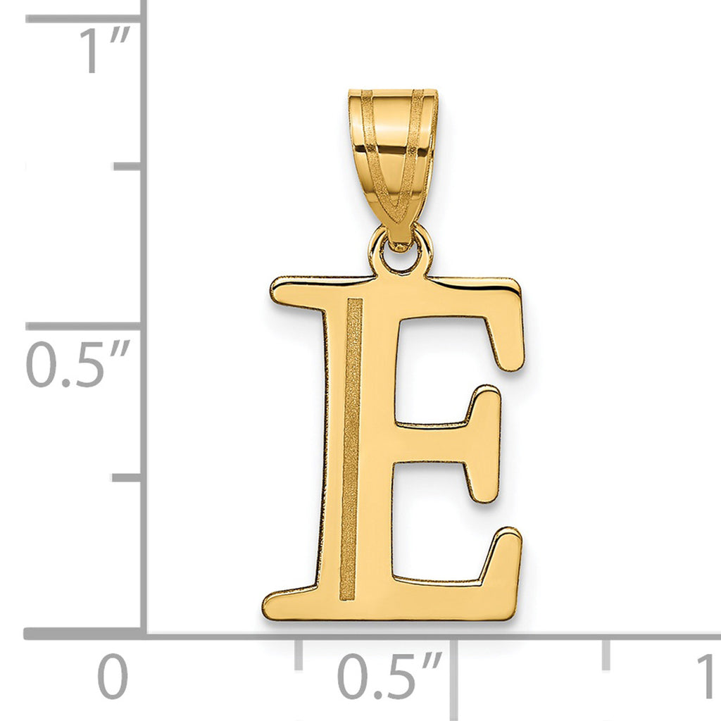 14K Yellow Gold Etched Letter E Initial Pendant Charm with 10K Yellow Gold Rope Chain Necklace 16'' T903499