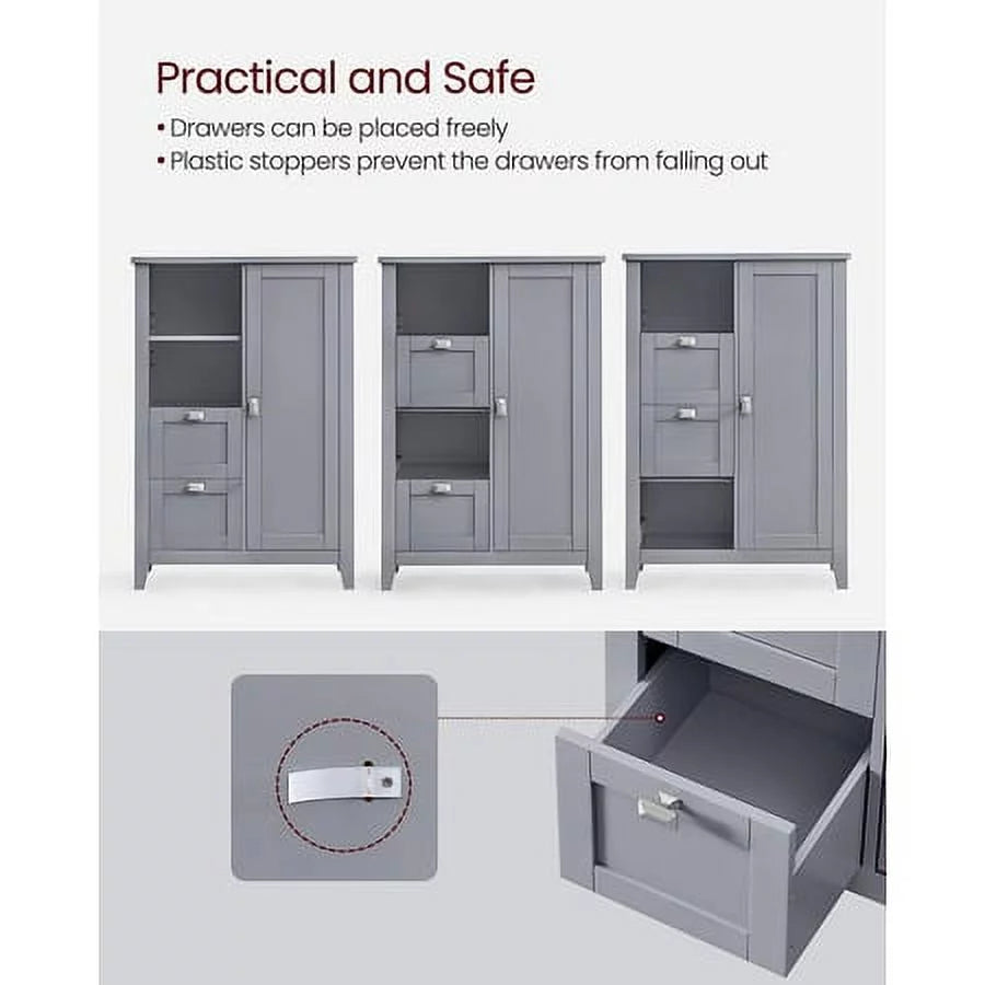 2 Drawers Freestanding Bathroom Storage Cabinet with Adjustable Shelves A168