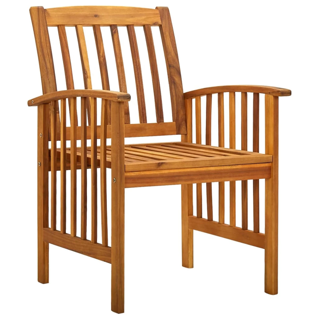 8 Piece Acacia Wood Outdoor Dining Chairs with Dark Gray Cushion N8546