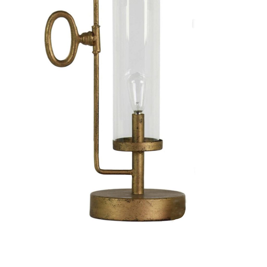 Antique Gold Metal Round Lantern with Glass Cylinder, Set of 2 T76013