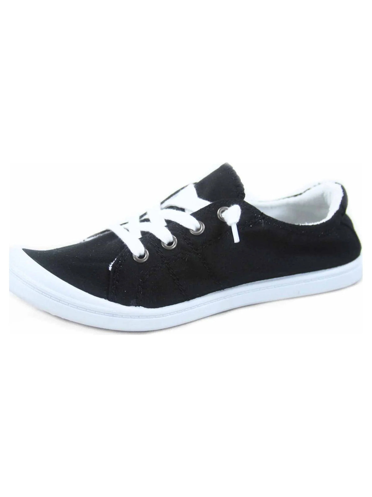 Black Slip On Round Toe Flat Sneaker Shoes S1964