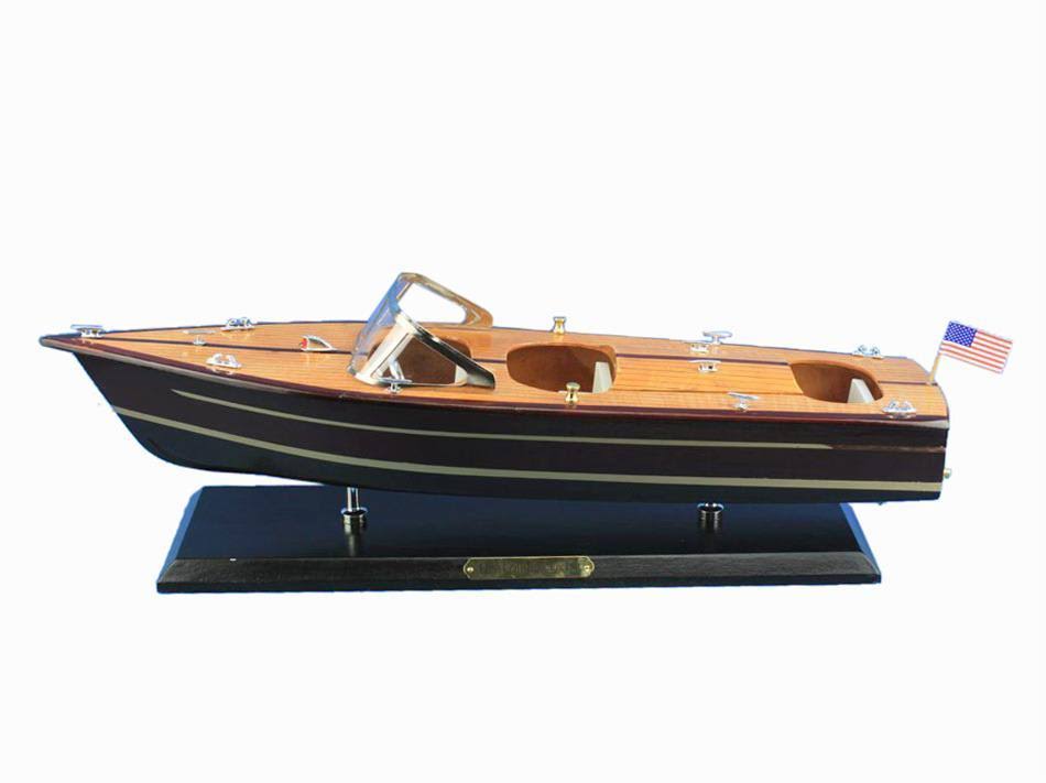 Wooden Chris Craft Triple Cockpit Model Speedboat 20x22 D498831
