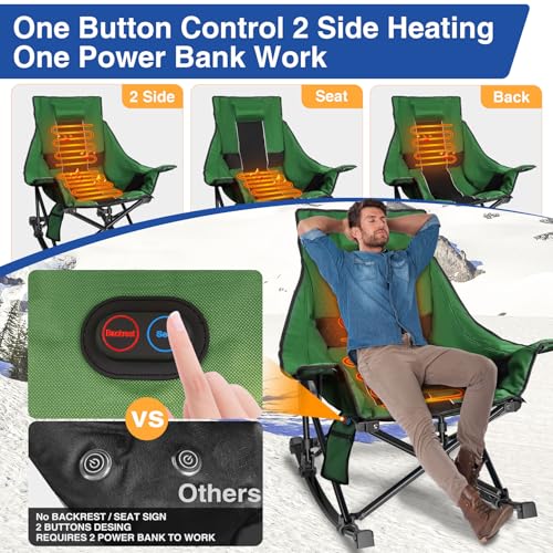 Oversized Heated Rocking Camping Chair with Pillow and Carry Bag F6979