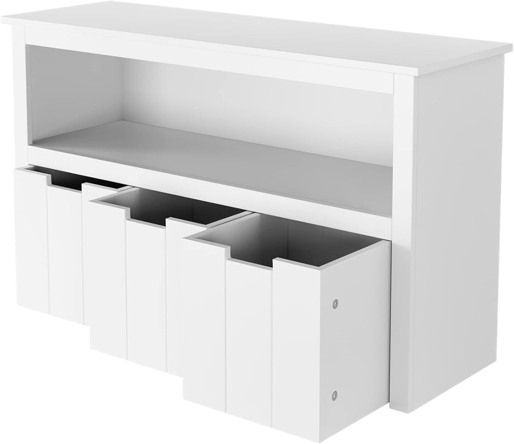 3 Drawers Floor Storage Chest with Wheels and Shelf S582