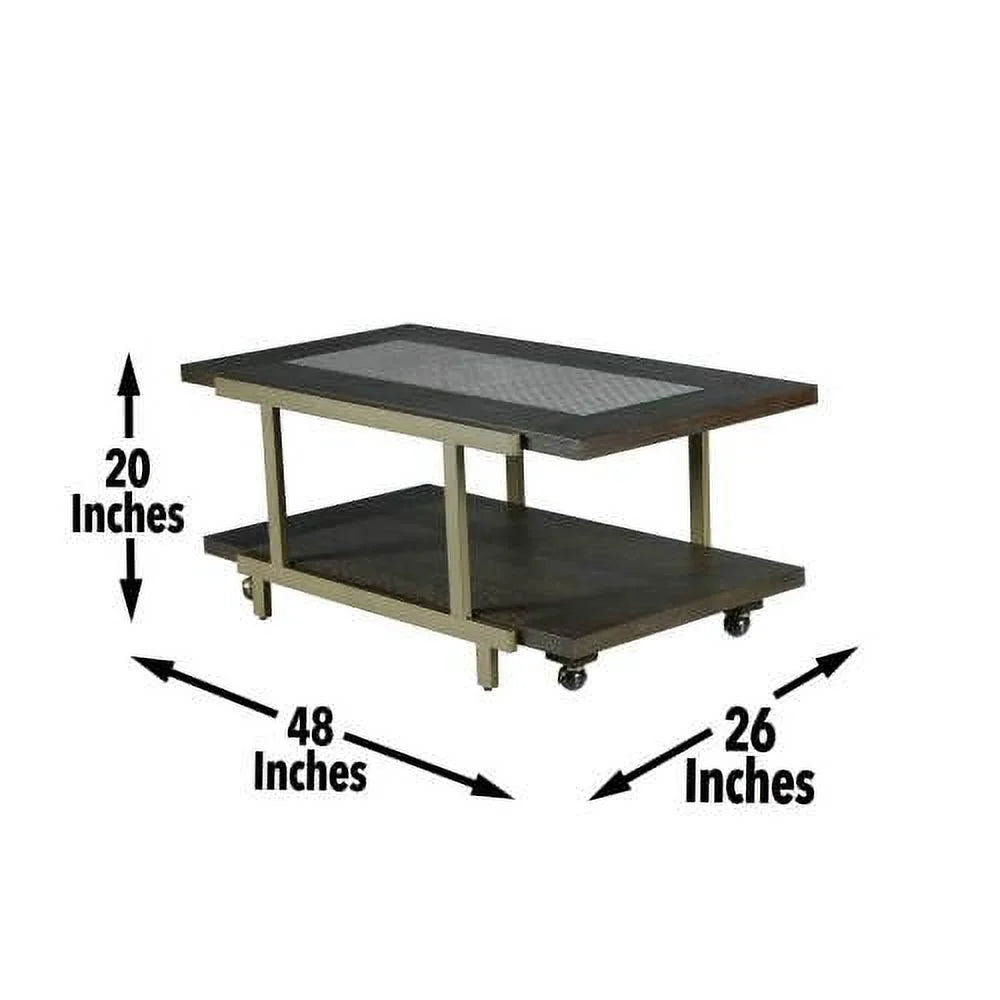 Rustic Industrial Cocktail Table with Wood Tabletop and Iron Frame V150265