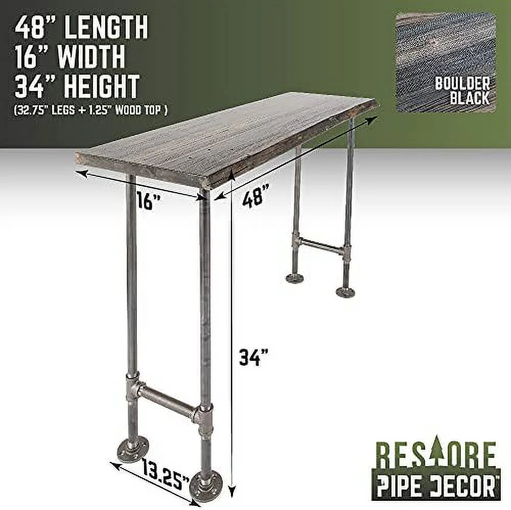 Live Edge Reclaimed Pine Wood Console Table with Industrial Pipe Legs K3838