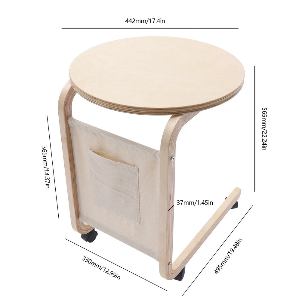 C-shaped Sofa End Side Table with Side Pocket Q9051