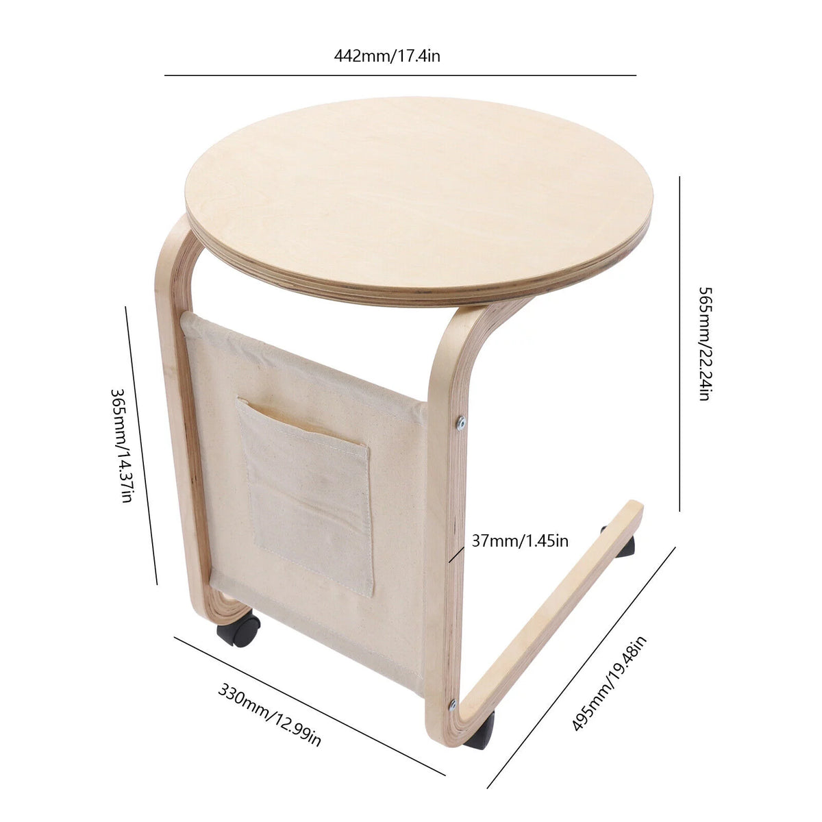 C-shaped Sofa End Side Table with Side Pocket Q9051