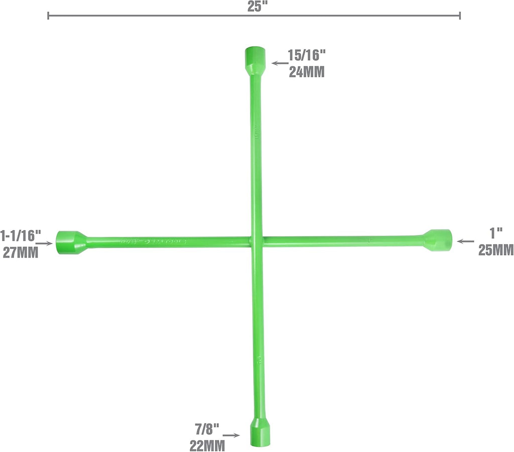 25" 4-Way Lug Nut Wrench, Green, Pack of 2 R11273
