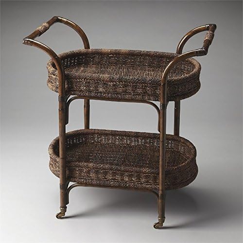 Medium Brown Rattan Bar Cart G21307
