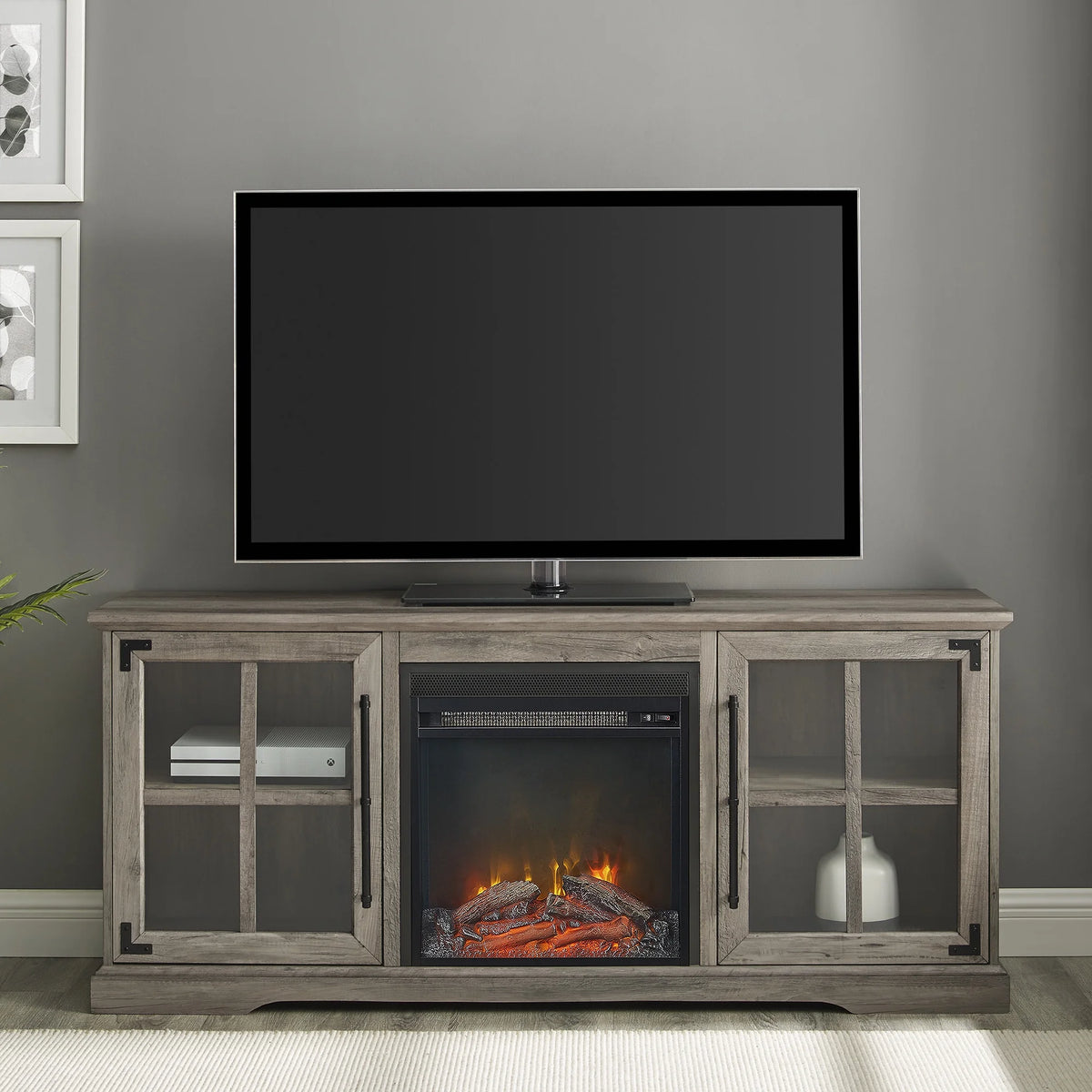 Gray Wash Fireplace TV Stand M8452