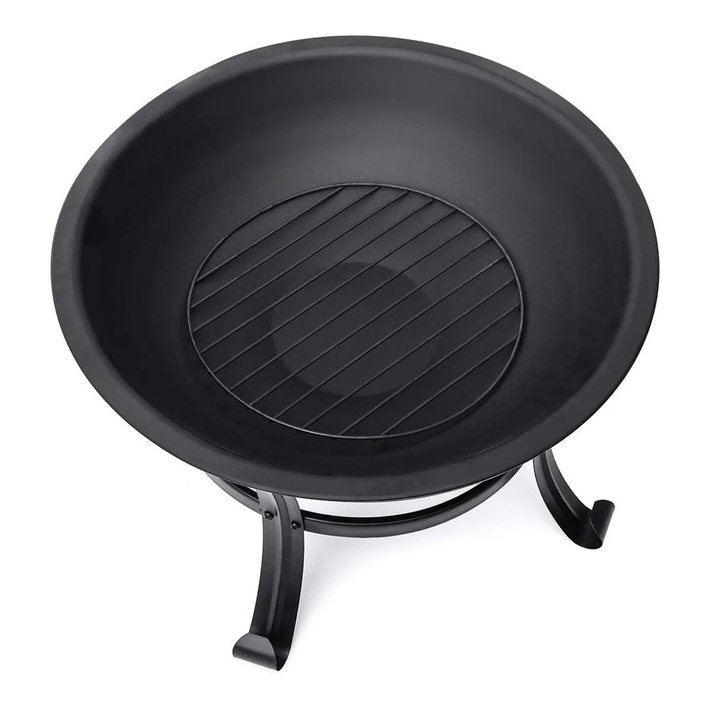 22 inch Portable Wood Burning Fire Pit Bowl with Spark Screen, Log Grate, Poker I238